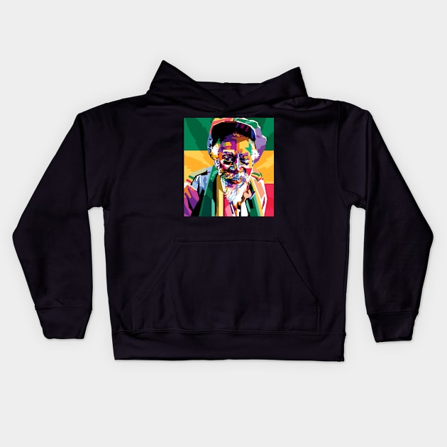 Bunny Wailer Portrait Pop Art Kids Hoodie by RJWLTG